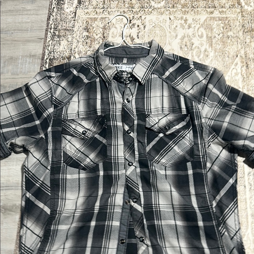 BKE Black and Gray Plaid Casual Shirt